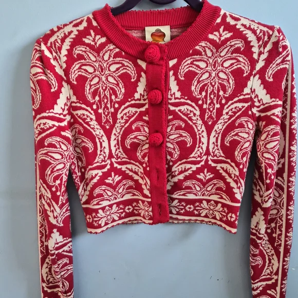 FARM Rio Red Romantic Garden Intarsia Cardigan - Picture 4 of 8